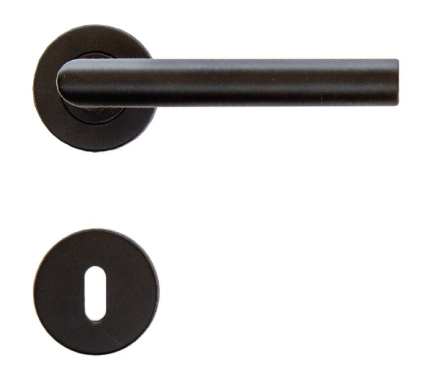 Tegen Dom Bont Zwarte deurklinken rocker 19mm met sleutelplaatjes | Deurklinkenshop
