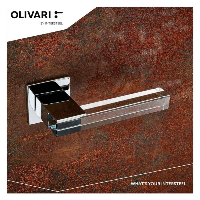 Olivari Olivari deurkruk ice cube op rozet Chroom transparant + vierkant geveerd rozet