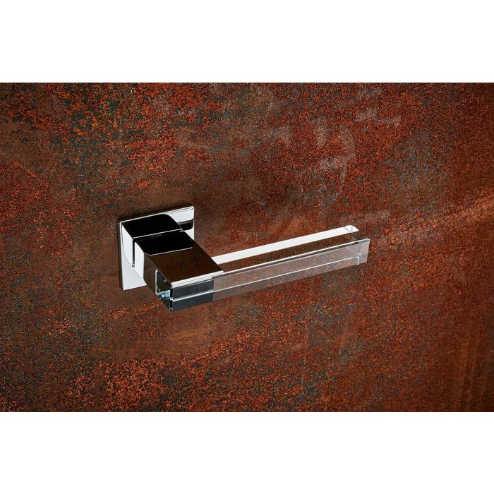 Olivari Olivari door handle ice cube on rosette Chrome transparent + square sprung rosette