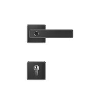 Intelligent door handle D21 black on square rosette with finger scan