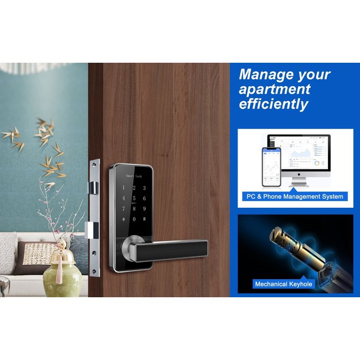 Smart door handle D11A black without fingerprint scanner