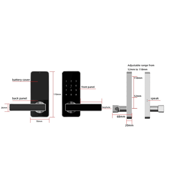 Smarter Türgriff D11A schwarz ohne Fingerabdruckscan