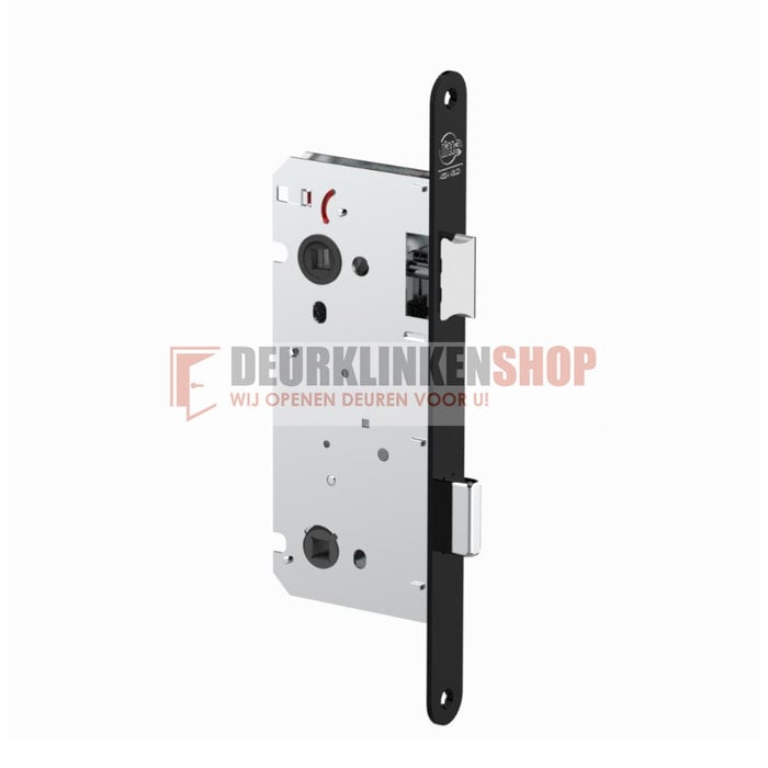 Assa Abloy Litto toilet lock 116/55, black with rounded front plate of 260x22mm