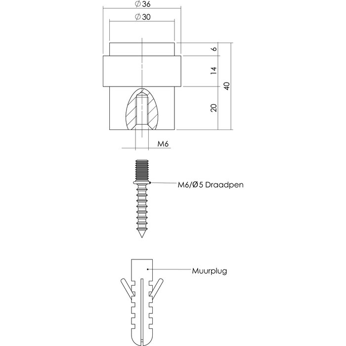 Intersteel Türstopper Bodenbefestigung Ø 30x40mm Edelstahl