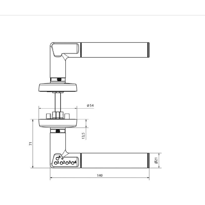 Assa Abloy Code deurklink van assa abloy (rechtshandig) met ingebouwde codeklavier op ronde rozetten