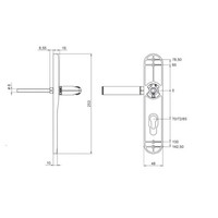 Paar elektronische codekrukken L90° op blinde platen 253x48mm (linkshandig)
