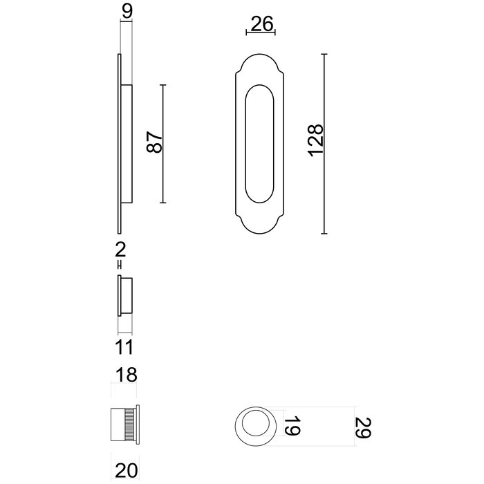 HDD Retro sliding door bowl FRA carbon black per set