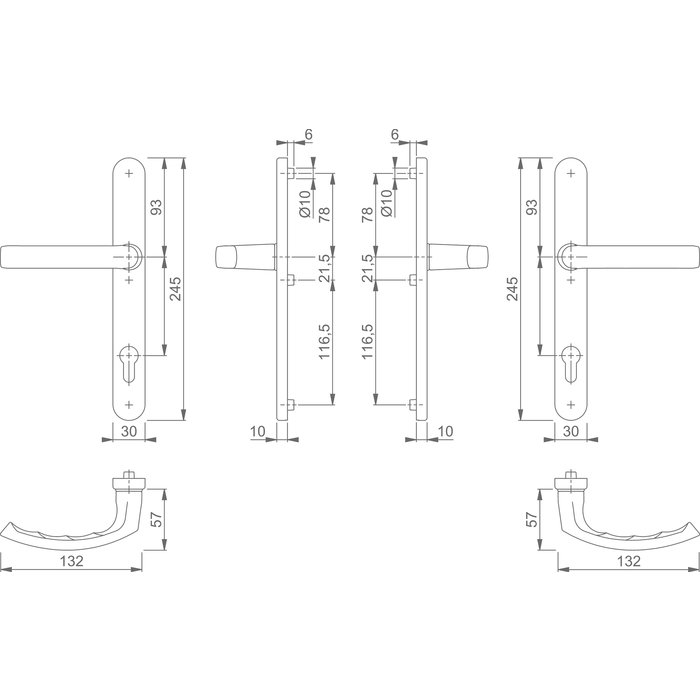 Hoppe Hoppe Schmalschalenbeschlag Liège schwarzer Griff + Griff für Profiltüren - PC 92mm