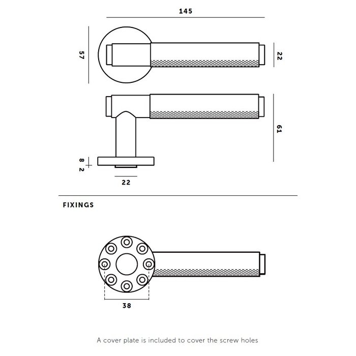 Buster+Punch Zwarte deurklinken van Buster & Punch met 'cross' geslepen handvat zonder sleutelplaatjes