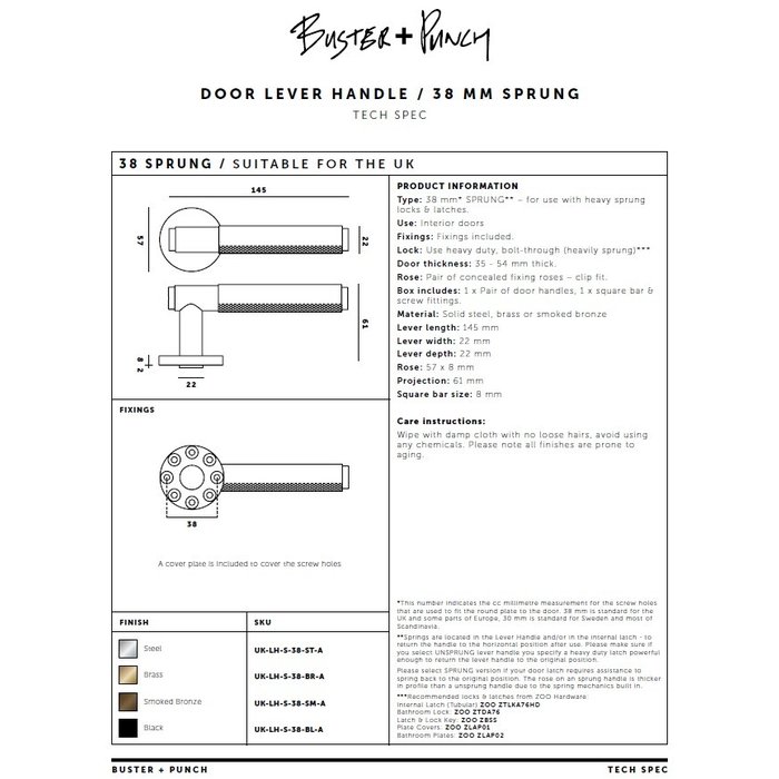 Buster+Punch Massieve deurklinken Buster & Punch smoked brons zonder sleutelplaatjes