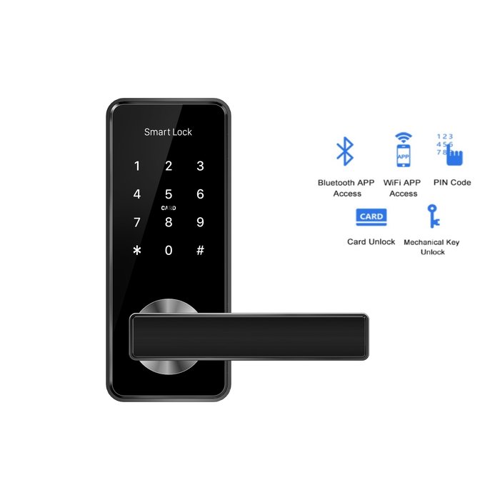 Smart door handle D11A black without fingerprint scanner