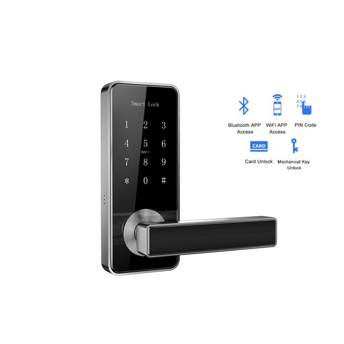 Poignée de porte intelligente D11A noire sans lecteur d'empreintes digitales