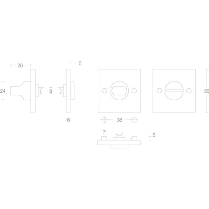 Intersteel Fermeture WC rosace carrée Chrome