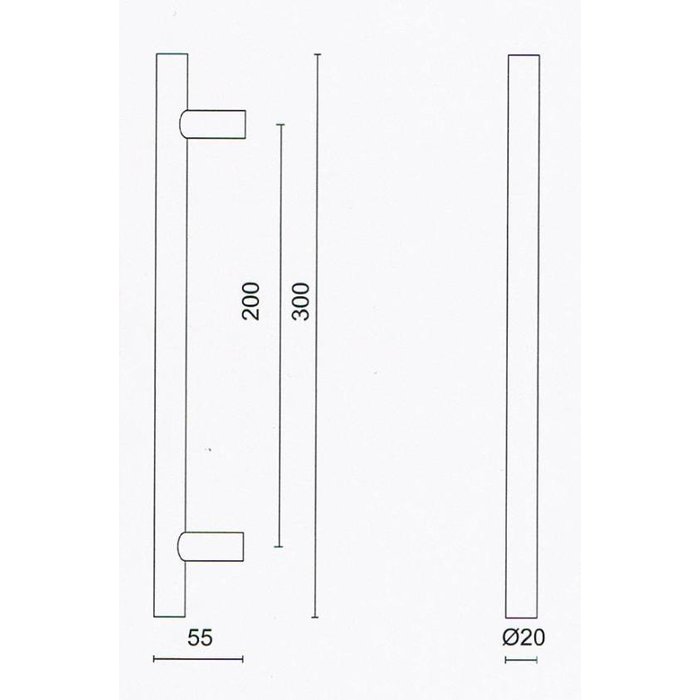 HDD Black door handles T 20/200/300 pair for glass door