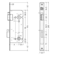 Litto WC-slot asmaat 116mm/doorn 50mm, RVS look met rechte voorplaat 260x22mm