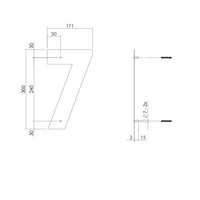 HAUSNUMMER 7 XL HÖHE 300MM EDELSTAHL