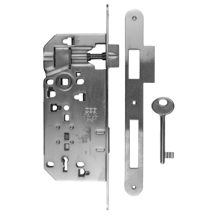 AGB AGB keyboard lock stainless steel look 90mm - rounded front plate 238x22mm