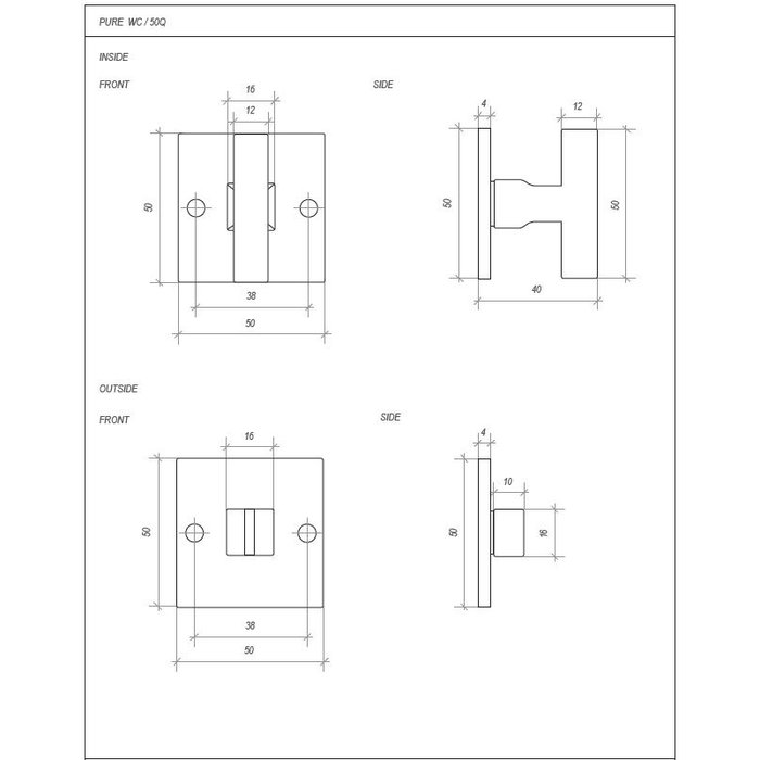 Dauby Set voor toilet WC /QU ruw metaal
