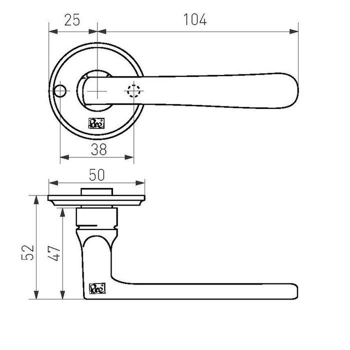 Dauby Gatdeel PHL ”L” -50mm - verouderd ijzer - zwart