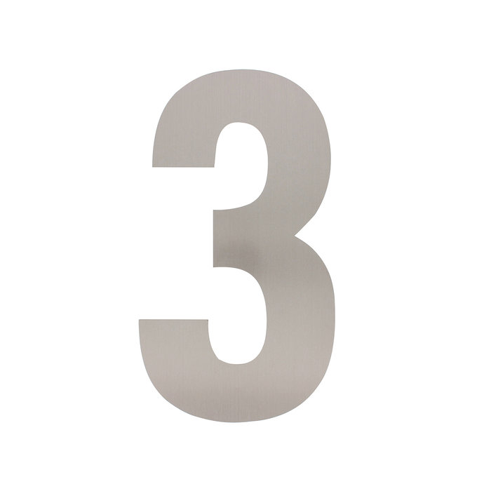 Intersteel Stainless steel house number 3 with a height of 300mm