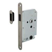 Edelstahlmagnet Bad- / Toilettenschloss 63 / 8mm, Frontplatte abgerundet, 20x175, Dorn 50mm inkl.