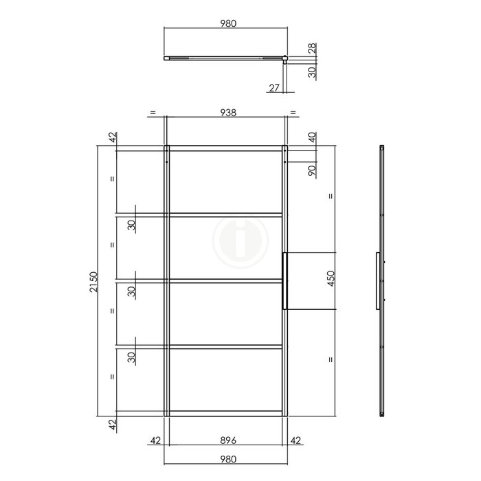 Intersteel Intersteel DIY Schiebetür Cubo schwarz inkl. Milchglas 2150x980x28mm mit schwarzem Aufhängesystem Basic