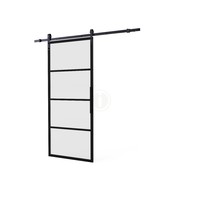 DIY SCHIEBETÜR CUBO BLACK INCL. MAT GLASS 2150X980X28MM + SCHWARZES GRUNDFEDERUNGSSYSTEM