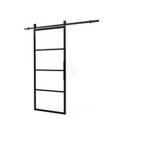 DIY SCHIEBETÜR CUBO BLACK INCL. TRANSPARENTES GLAS 2350X980X28MM + SCHWARZES GRUNDFEDERUNGSSYSTEM