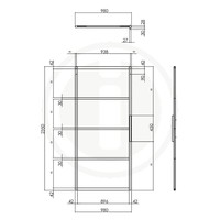 DIY SCHIEBETÜR CUBO BLACK INCL. TRANSPARENTES GLAS 2350X980X28MM + SCHWARZES GRUNDFEDERUNGSSYSTEM