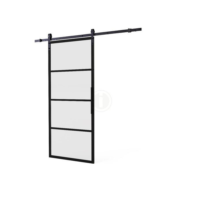 Intersteel Intersteel DIY sliding door Cubo black incl. frosted glass 2350x980x28mm + black suspension system Basic