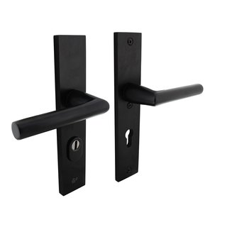 Intersteel SKG3 safety shields rectangular sprung handle/handle profile cylinder hole 72mm with core pull protection aluminum black