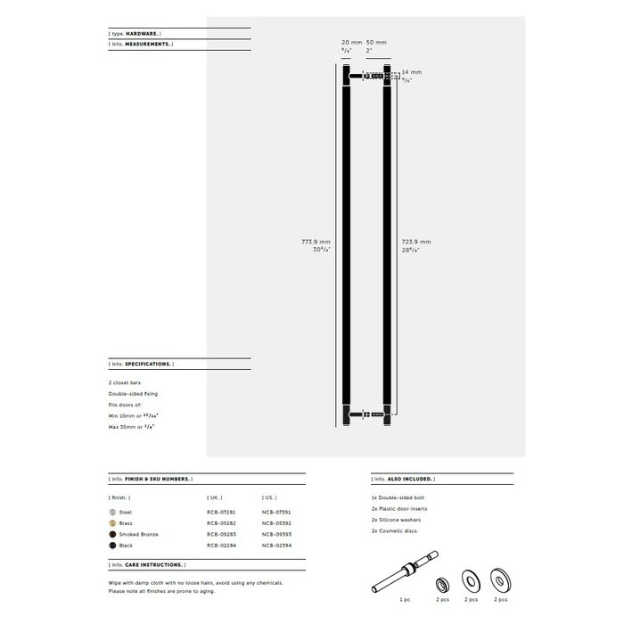 Buster+Punch Zwart paar deurgrepen van Buster en Punch - totale lengte 774 mm