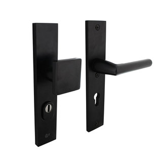 Intersteel SKG3 Schutzschilde rechteckig Federgriff/Kurbel Profilzylinder Loch 55mm mit Kernzugschutz Aluminium schwarz