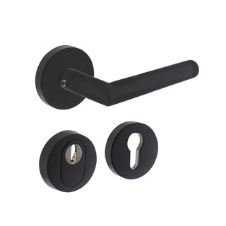 Intersteel Set of round rear door fittings, SKG3 security roses stainless steel matt black with PZ