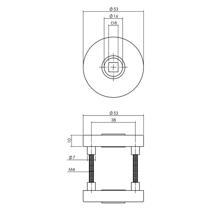 Intersteel Round rear door fitting set, SKG3 stainless steel security roses