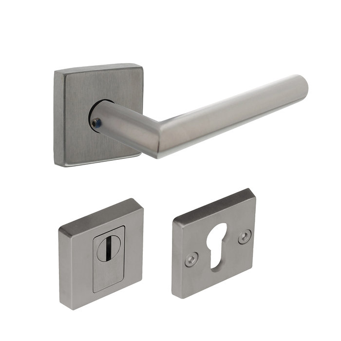 Intersteel Set Edelstahl Türklingel Türöffner quadratische Rosette SKG3 Sicherheitsrosetten