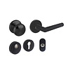 Intersteel Set voordeurbeslag rond: ,voordeurknop SKG rozetten, beldrukker en deurkruk/Rozet RVS mat zwart
