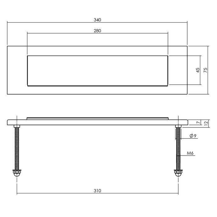 Intersteel Complete front door set with SKG*** security fitting square stainless steel