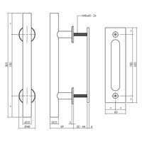 DIY schuifdeur Legno 2115x930X38mm massief MDF wit gegrond + zwart ophangsysteem Basic incl. greep/schuifdeurkom