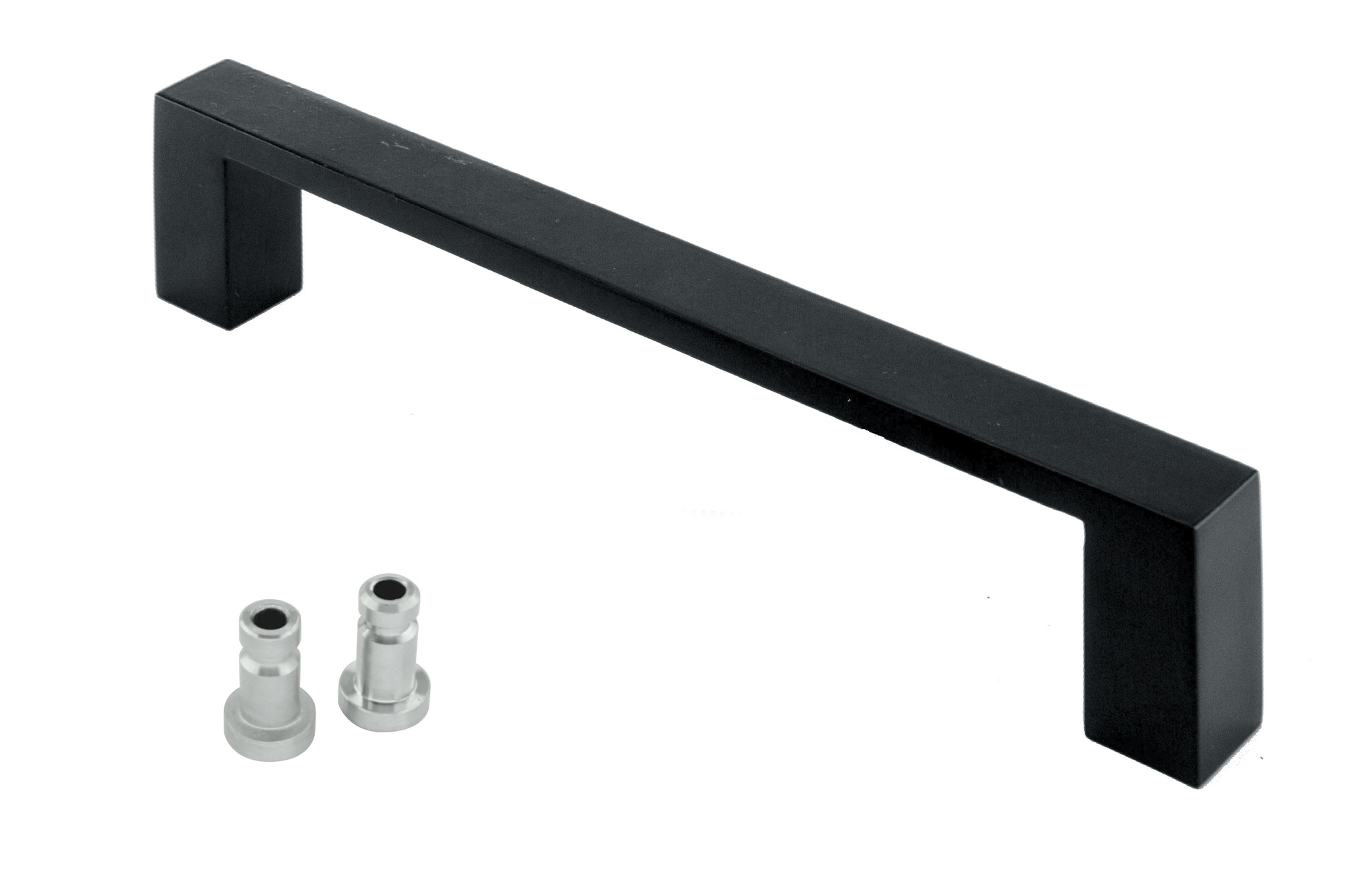 Modern black door handle with concealed mounting and a length of 200 mm