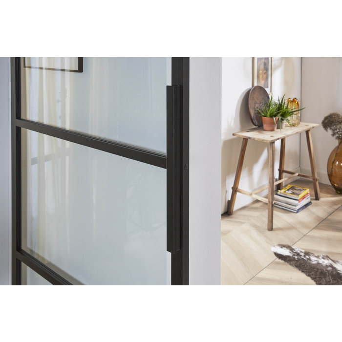 Intersteel DIY schuifdeur cubo zwart incl. transparant glas 235x980x28mm met zwart ophangsysteem basic top