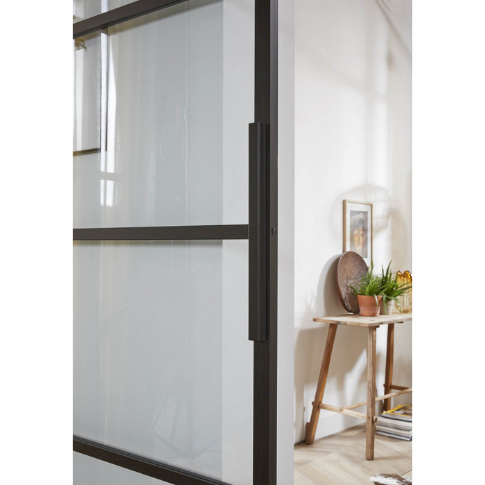 Intersteel DIY sliding door cubo black incl. transparent glass 235x980x28mm with black suspension system basic top