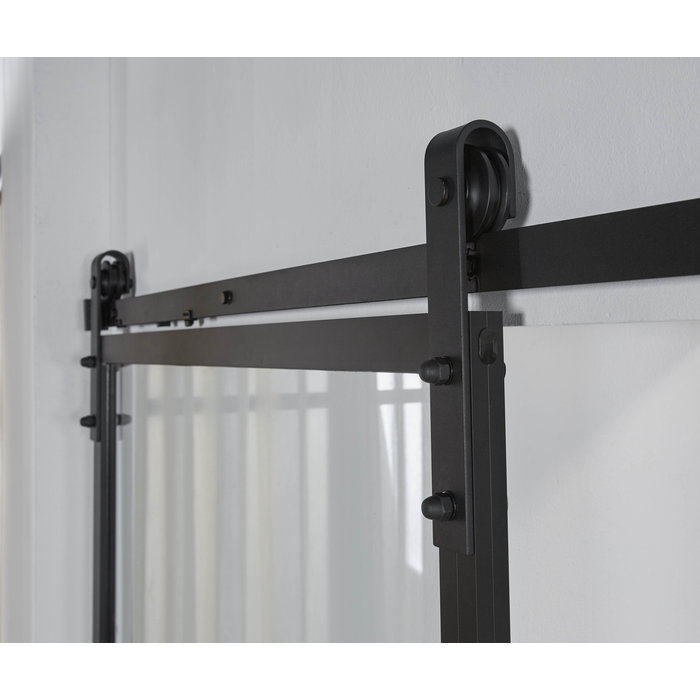 Intersteel Intersteel DIY porte coulissante Cubo noir avec verre dépoli 2150x980x28mm avec système de suspension noir Basic