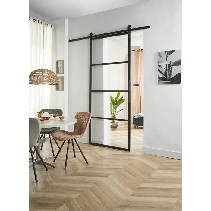 Intersteel Intersteel DIY Schiebetür Cubo schwarz inkl. Klarglas 2150x980x28mm + schwarzes Aufhängesystem Basic