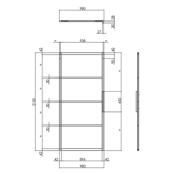 Intersteel Intersteel DIY-schuifdeur Cubo zwart incl. transparant glas 2150x980x28mm + zwart ophangsysteem Basic