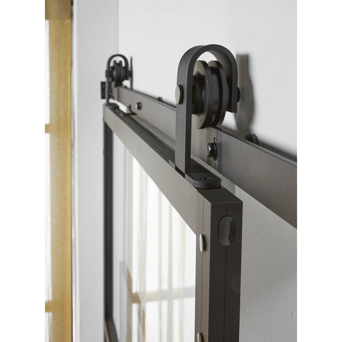 Intersteel DIY Schiebetür cubo schwarz inkl. Klarglas 215x980x28mm mit schwarzem Aufhängesystem basic top