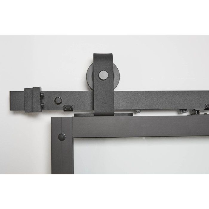 Intersteel DIY sliding door cubo black incl. transparent glass 215x980x28mm with black suspension system basic top