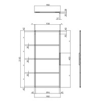 DIY SLIDING DOOR CUBO BLACK INCL. MATT GLASS 2150X980X28MM + BLACK HANGING SYSTEM BASIC TOP