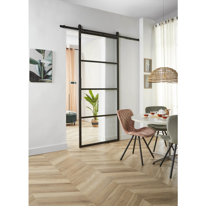 Intersteel Intersteel DIY sliding door Cubo black incl. frosted glass 2350x980x28mm + black suspension system Basic