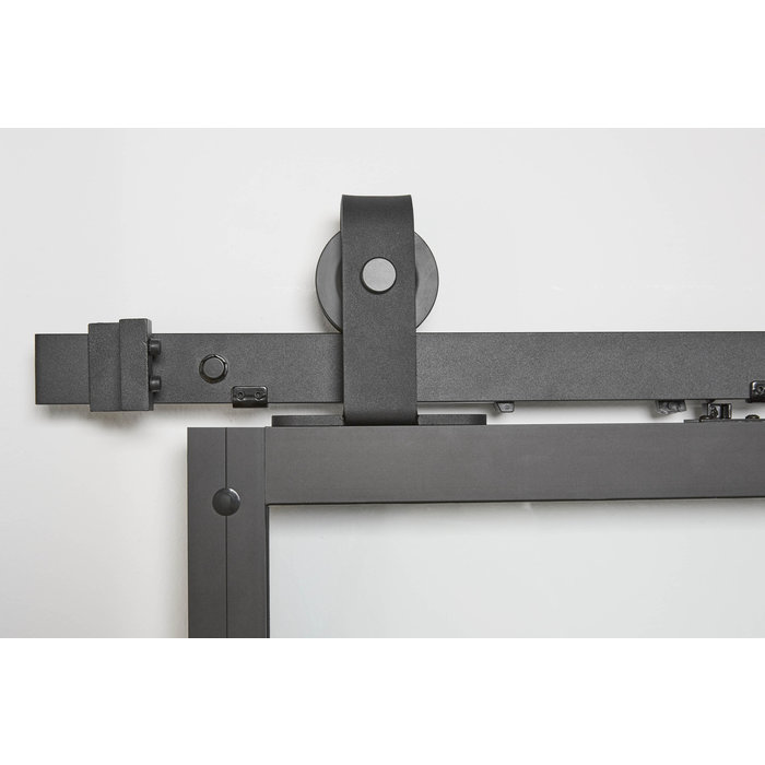 Intersteel DIY schuifdeur cubo zwart incl. transparant glas 235x980x28mm met zwart ophangsysteem basic top